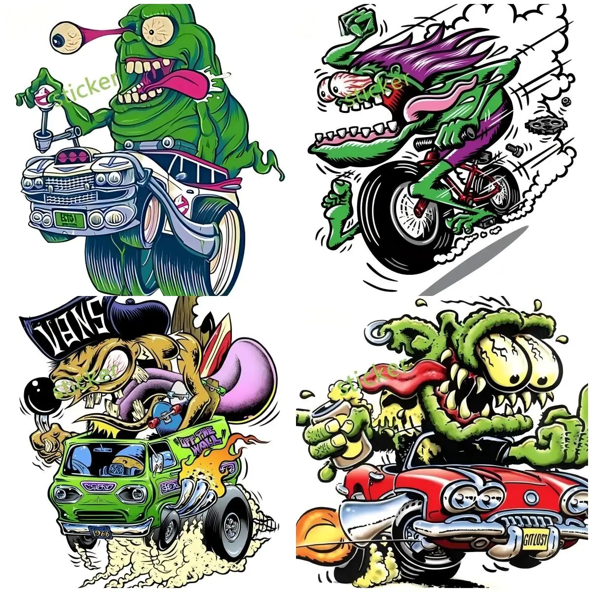 

Ретро наклейка на автомобиль, шарик, крыса, стержень, заднее лобовое стекло, багажник, виниловые наклейки с мультяшными гоночными граффити