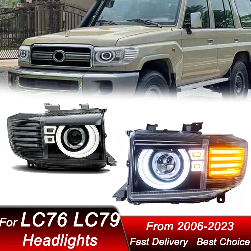 

Hot Car Headlights For Toyota Land Cruiser LC70 LC76 LC79 06-23 new style LED Upgrade Configure Projector Lens Accessories Kit