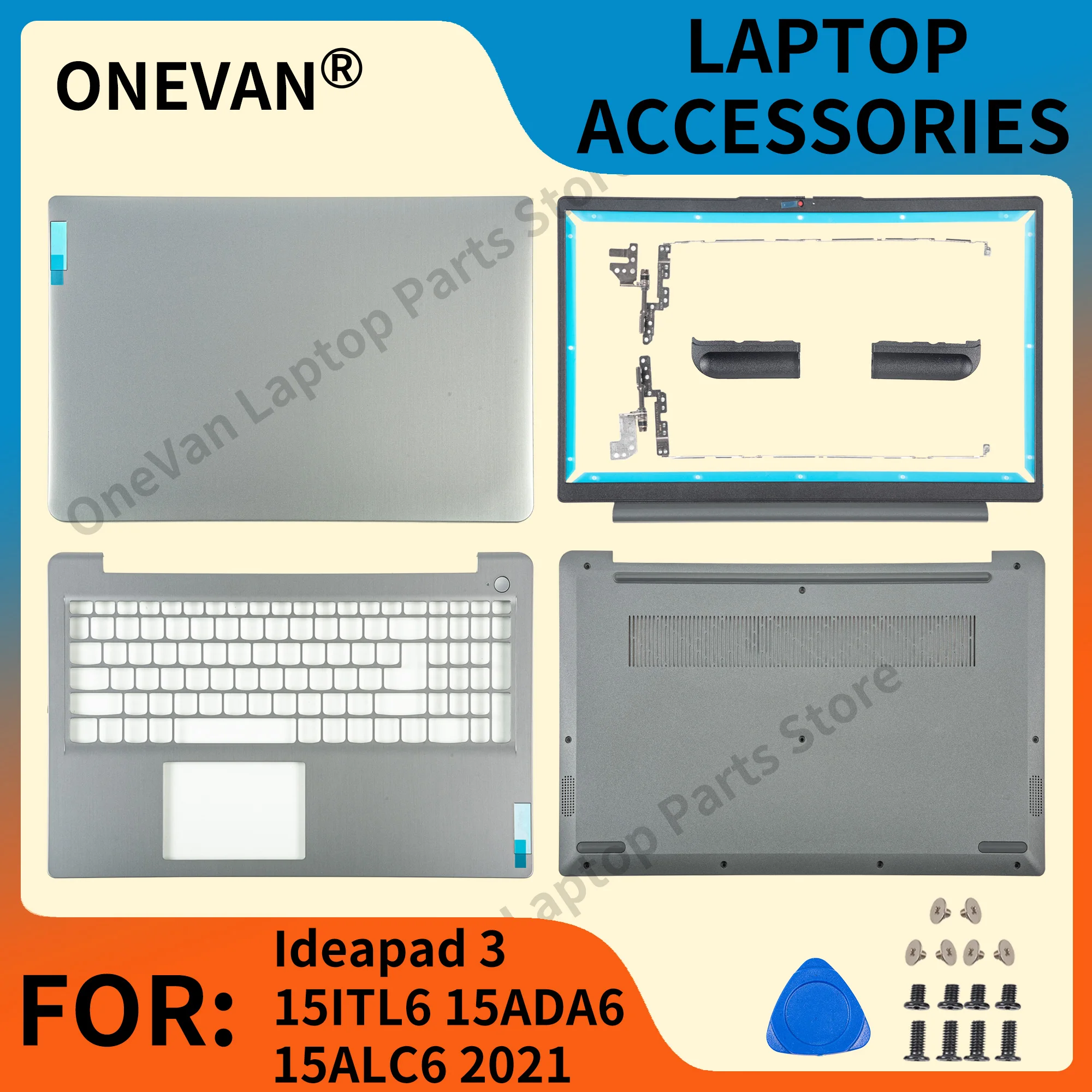 New Cover For Ideapad 3 15ITL6 15ADA6 15ALC6 2021 Laptop parts LCD Back Lid Front Bezel Palmrest Hinges Bottom Case 15.6 Inch