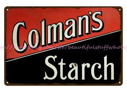 kitchen office signs collectible COLMANS STARCH metal tin sign