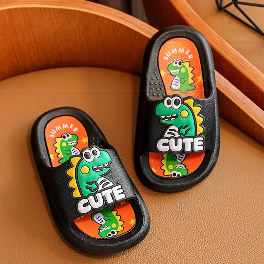 كارتون لطيف ديناصور النعال منصة PVC الكرتون الحيوان النعال المضادة للانزلاق بلون صنادل حمام الأطفال