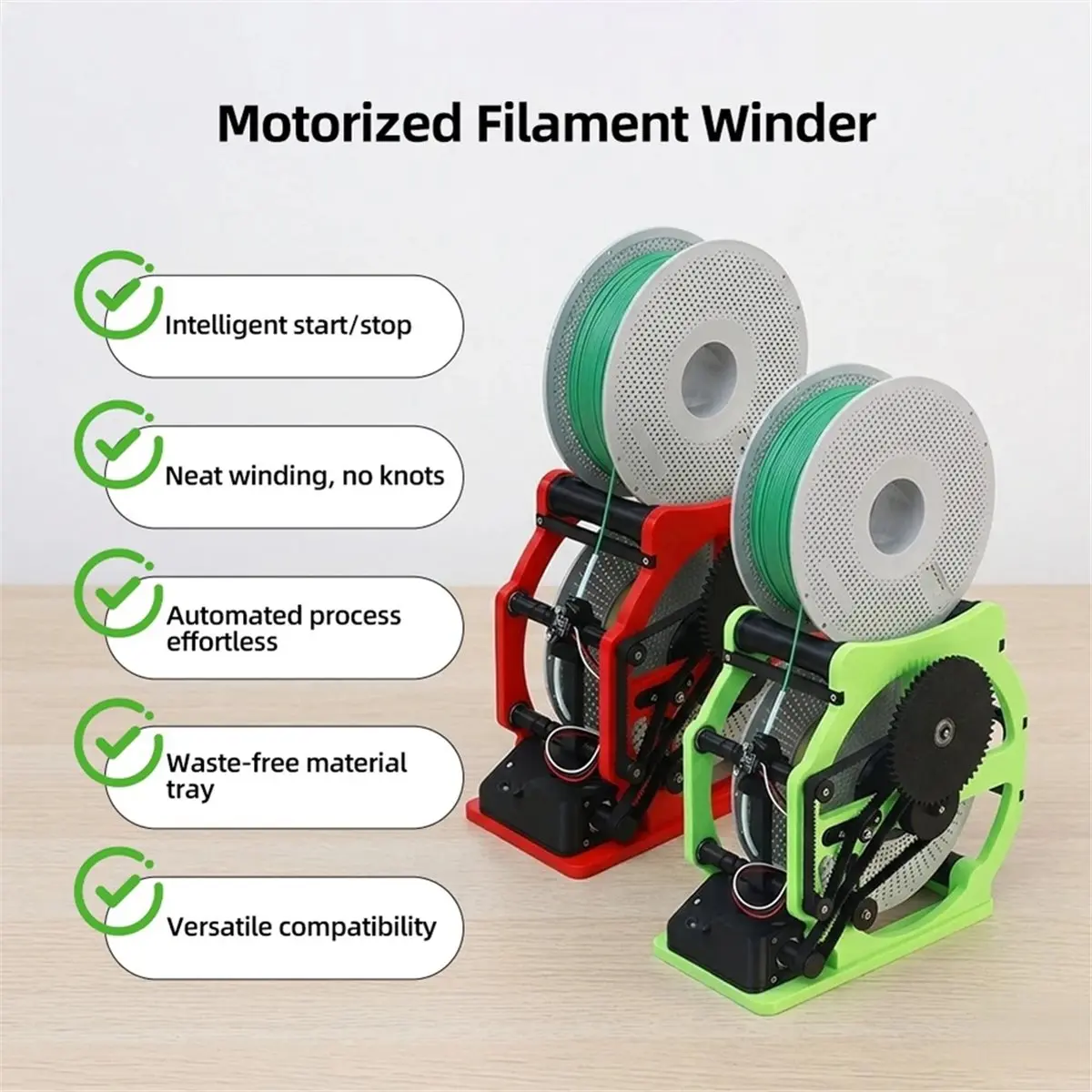 A003 Upgraded Motorized Filament Winder Automated Process Effortless and Versatile for 3D Printer EU PLUG Red + Black