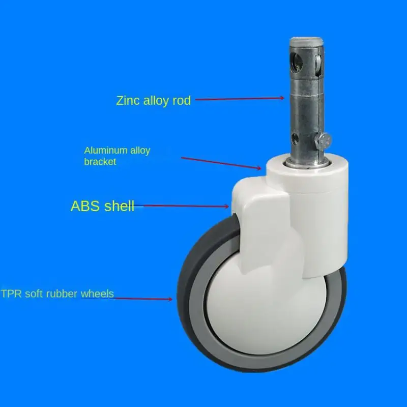 1 Stück – 6-Zoll-Steckerstangen-Mittelsteuerrad / OP-Wagen-Transferwagen / Pflegebett Silent Universal Caster