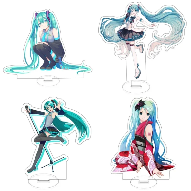 12cm Hatsune Miku akrylowy stojak Anime peryferyjne urocze kreskówki ozdoby na biurko japońskie Kawaii prezenty urodzinowe dla przyjaciół towary