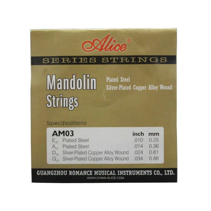 10 Sets Alice AM03/AM04 /AM05 Mandolin Strings for Beginner Silver-Plated/Coated Copper Alloy Wound EADG AM06/AM07/AM08 Options