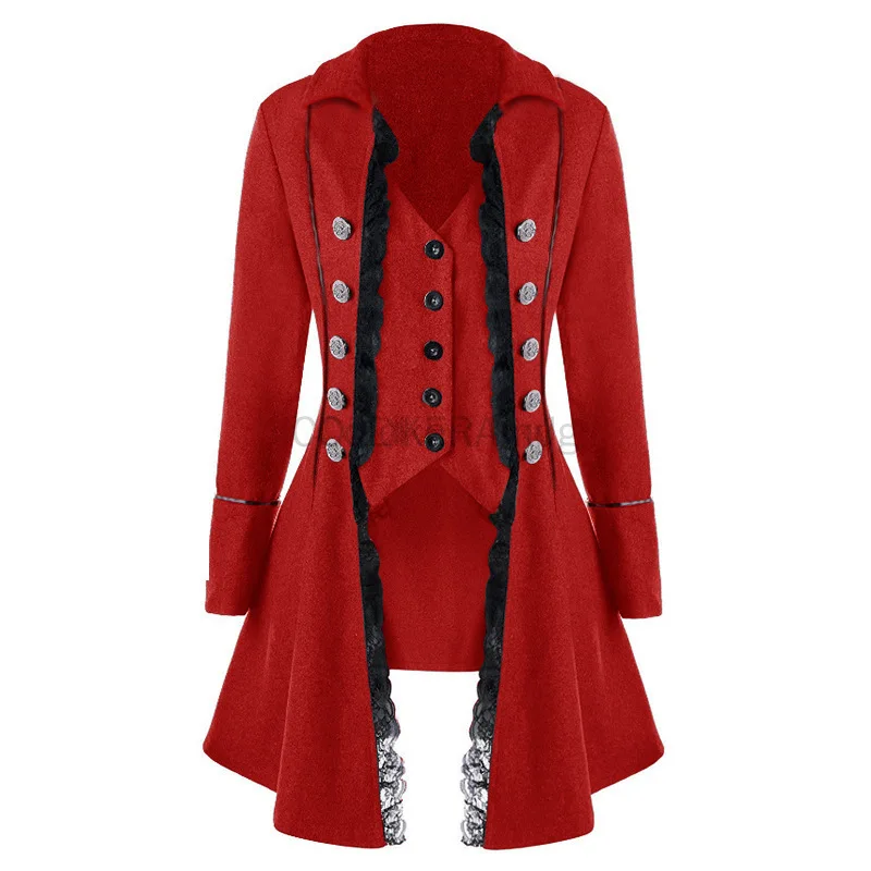 Winter Women's Jacket Gothic Steampunk Corset Halloween Costume Coat Victorian Tailcoat Jacket Medieval Pirate Woman Clothing view 3