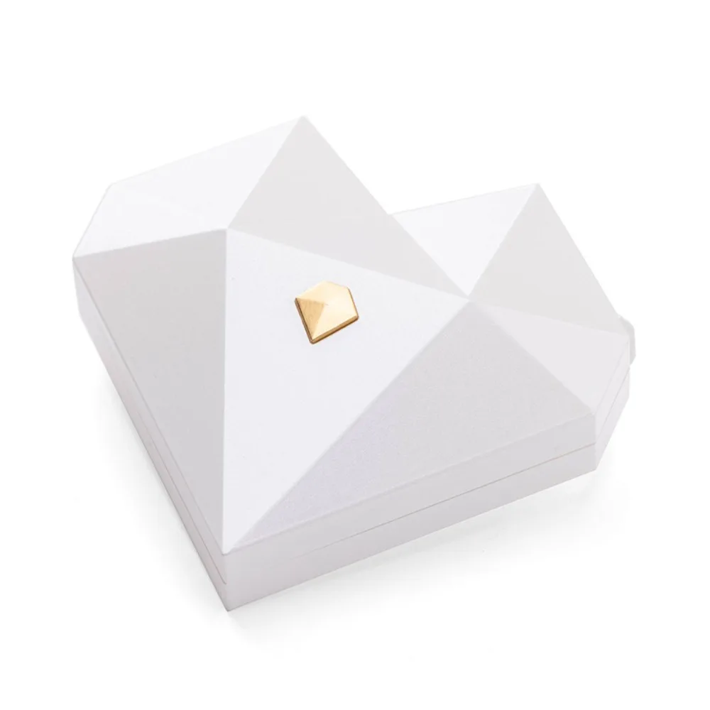 Dustproof Proposal Ring Box Elegant Waterproof Heart Diamond Ring Box White Red Auto Pop Up Jewelry Box Engagement
