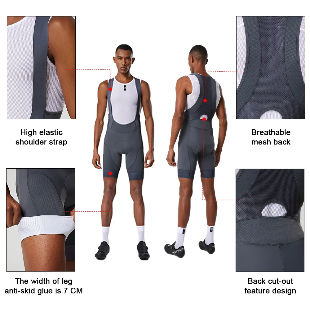 YKYWBIKE Fahrradshorts Elastische Interface Paris Radsport-Trägerhose Herren Fahrradshorts 7-Stunden-Gepolsterte Fahrradbekleidung – Detail 13
