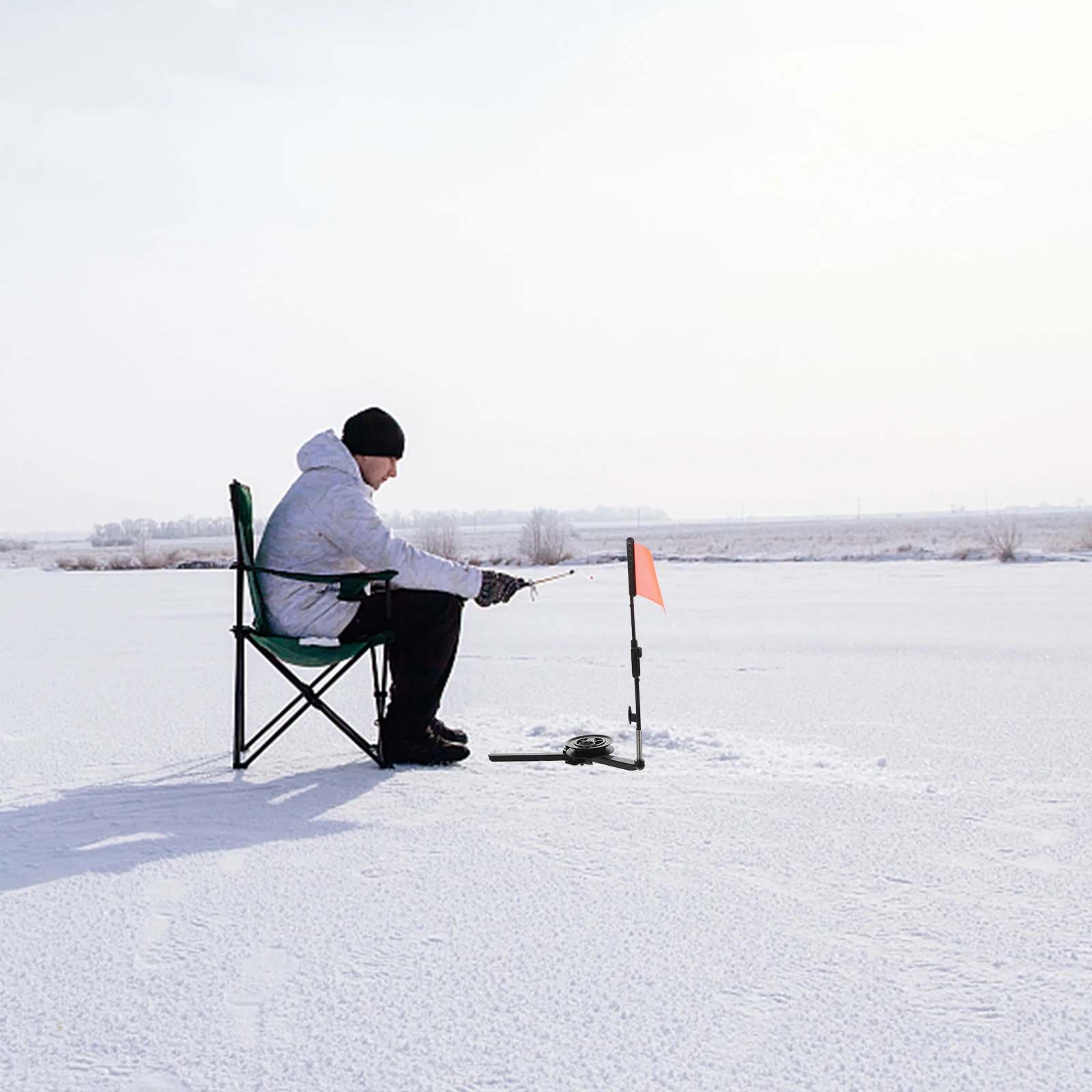 

Ice Fishing Platform Foldable Tip up Flag Stand ABS Plastic Lightweight Portable Easy Install Remove Storage Use