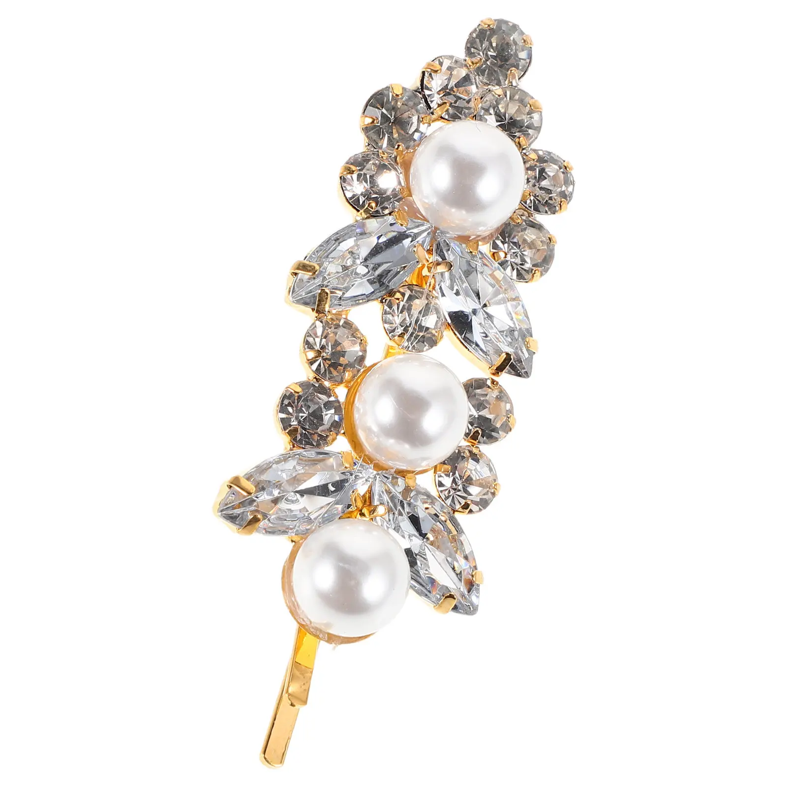 

Pearl Hair Clip Single Row Elegant Clip for Brides Bridesmaids Wedding Vintage Hair Accessories Women Rhinestone Barrette