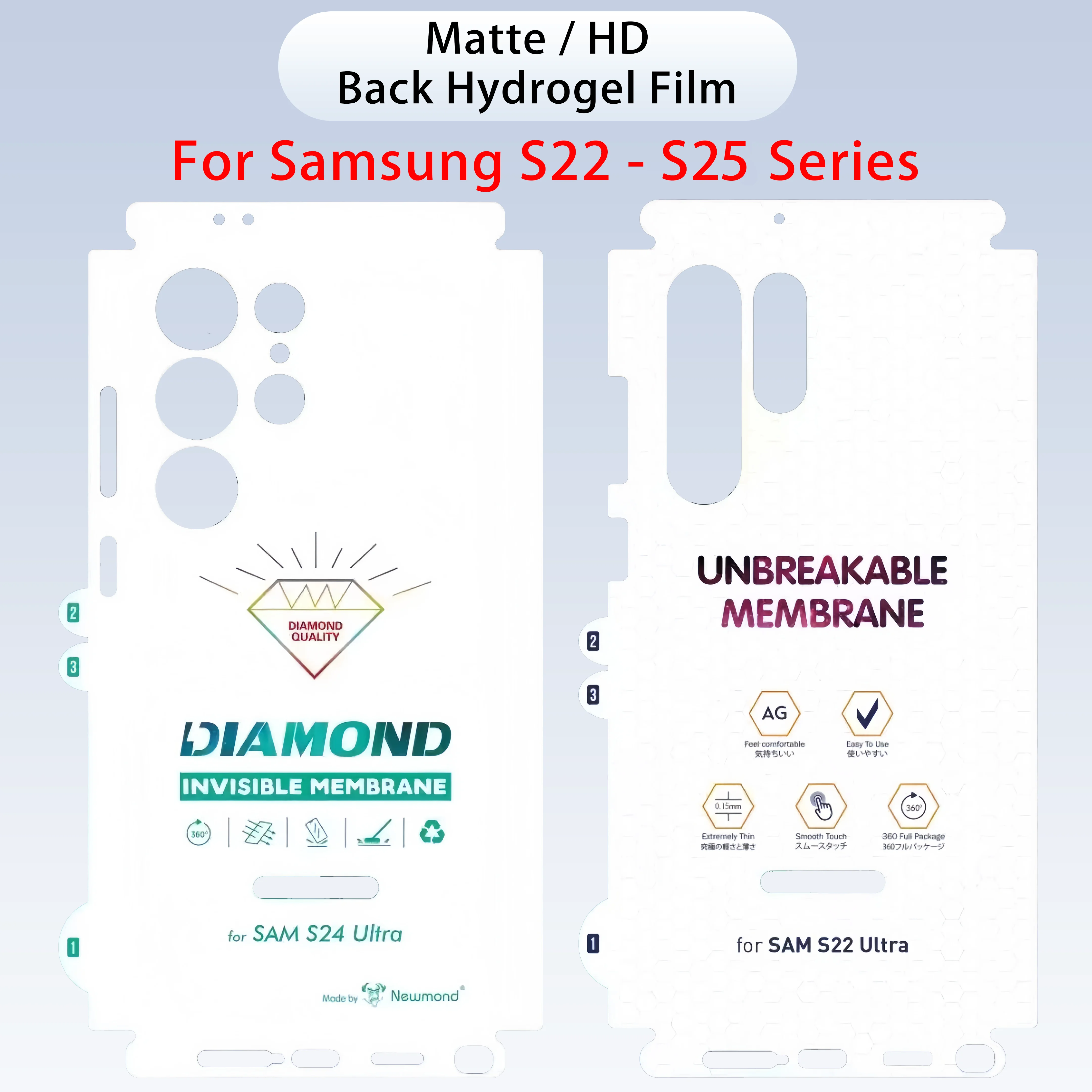 1 - 2 Pcs Back Hydrogel Film Matte / HD For Samsung S25 S24 S23 S22 Ultra Plus FE Full Body Anti Dust Net Clear Screen Protector