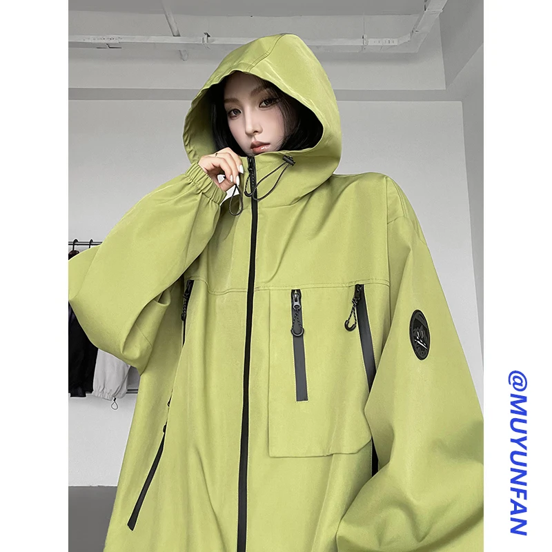 

Куртка рабочая с двойной молнией, унисекс, весна-осень, в американском ретро-стиле, функциональная, для активного отдыха, ветрозащитная, для горного туризма