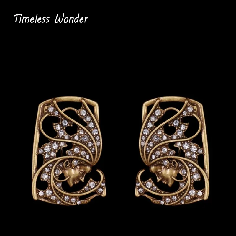 

Timeless Wonder Retro Zircon Geo Stud Earrings for Women Designer Jewelry Punk Runway Gift Brincos Medieval Rare 1468