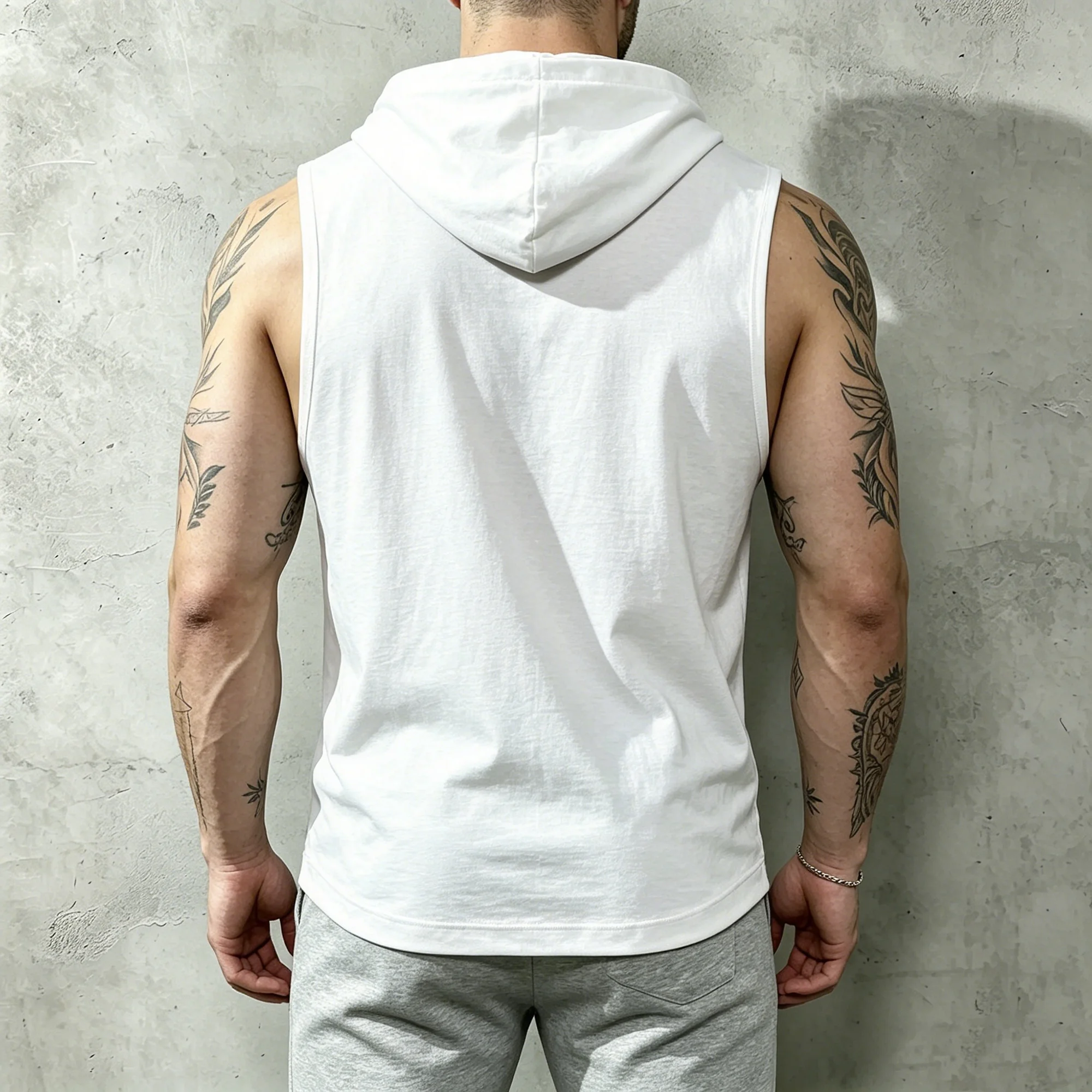 Men Sleeveless Hooded Tank Top Smile Now Cry Later Tragedy Comedy Mask Graphic Black Hood Vest, Breathable Muscle Fit Gym Streetwear Sleeveless Hood Shirt view 6