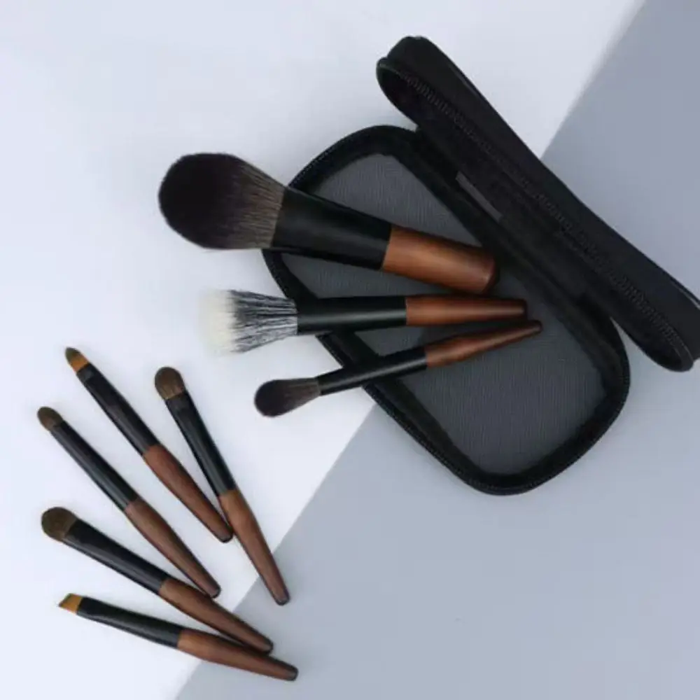 12 pçs delineador labial mini conjunto de escova de maquiagem com caixa de armazenamento peludo corretivo conjunto de escova blush madeira sombra compõem kit beleza