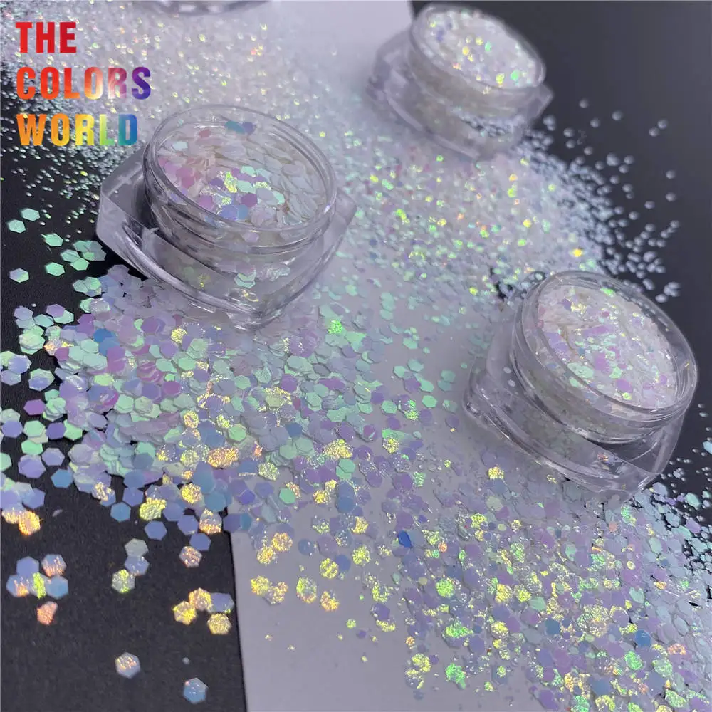 TCD21 Solvent Resistant Pearlescent Indescent Hexagon Manicure Eye Shadow Body Painting Cosmetic Jewelry Tumbler Resin Glitter