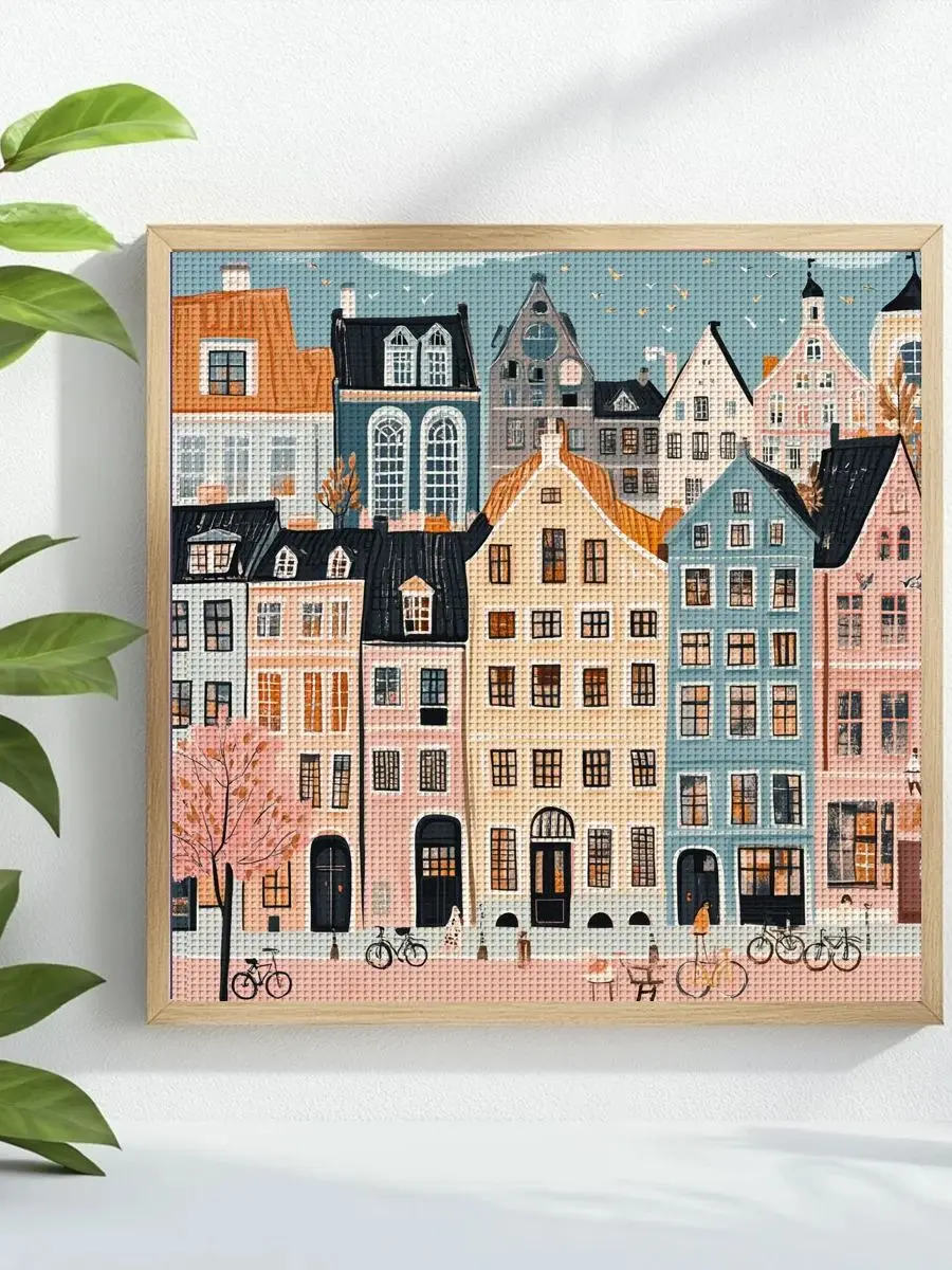1 Stück 40X40CM/15,74 Zoll Architektur-Stempel-Kreuzstich-Set DIY-Set 11CT/14CT DIY-Stickset DIY-Kreuzstich-Set – Detail 1