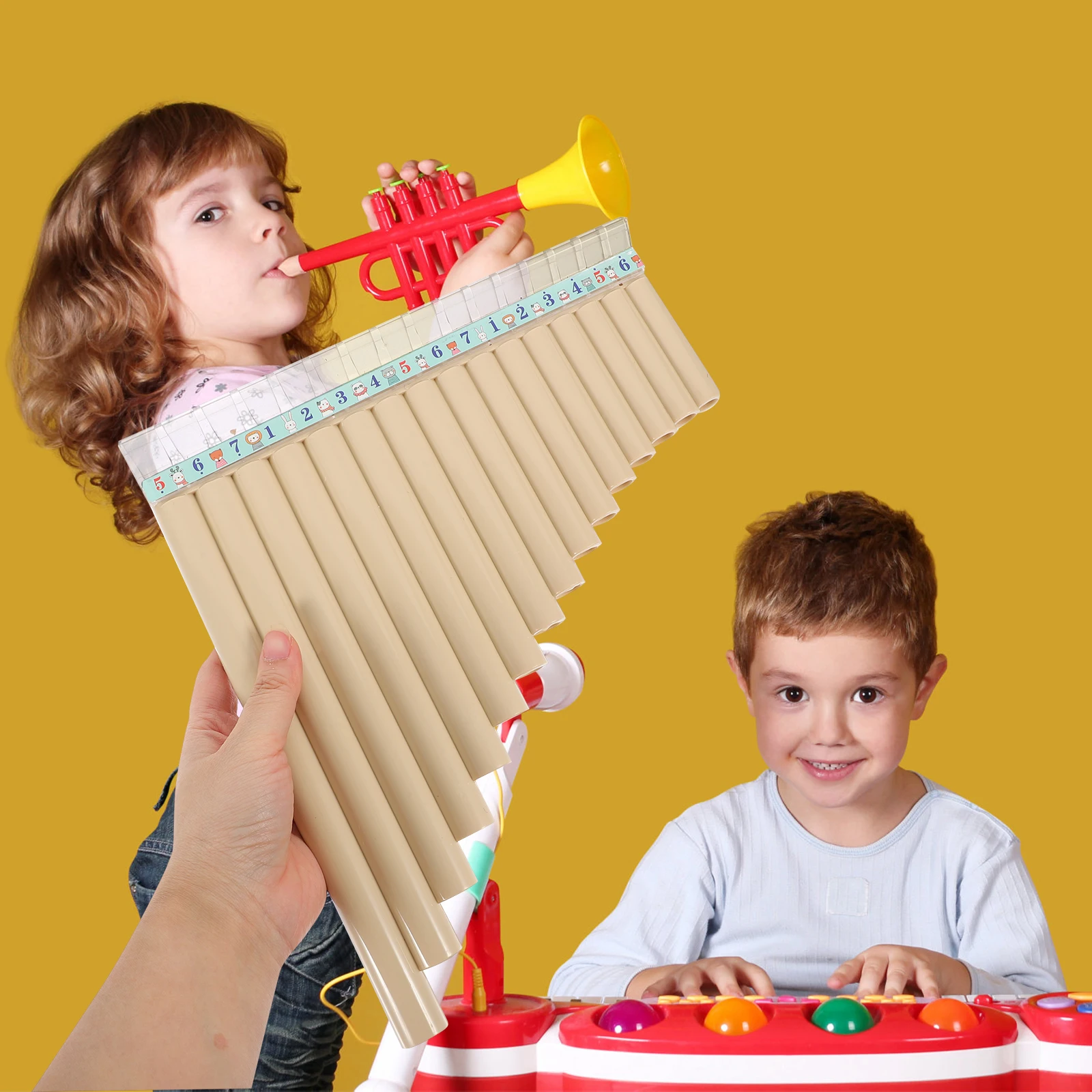 

Resin Pan Flute C Key 16 Tubes White Beginner Instrument Kids Adults Long Flute Hand Brain Coordination Safe Material Musical