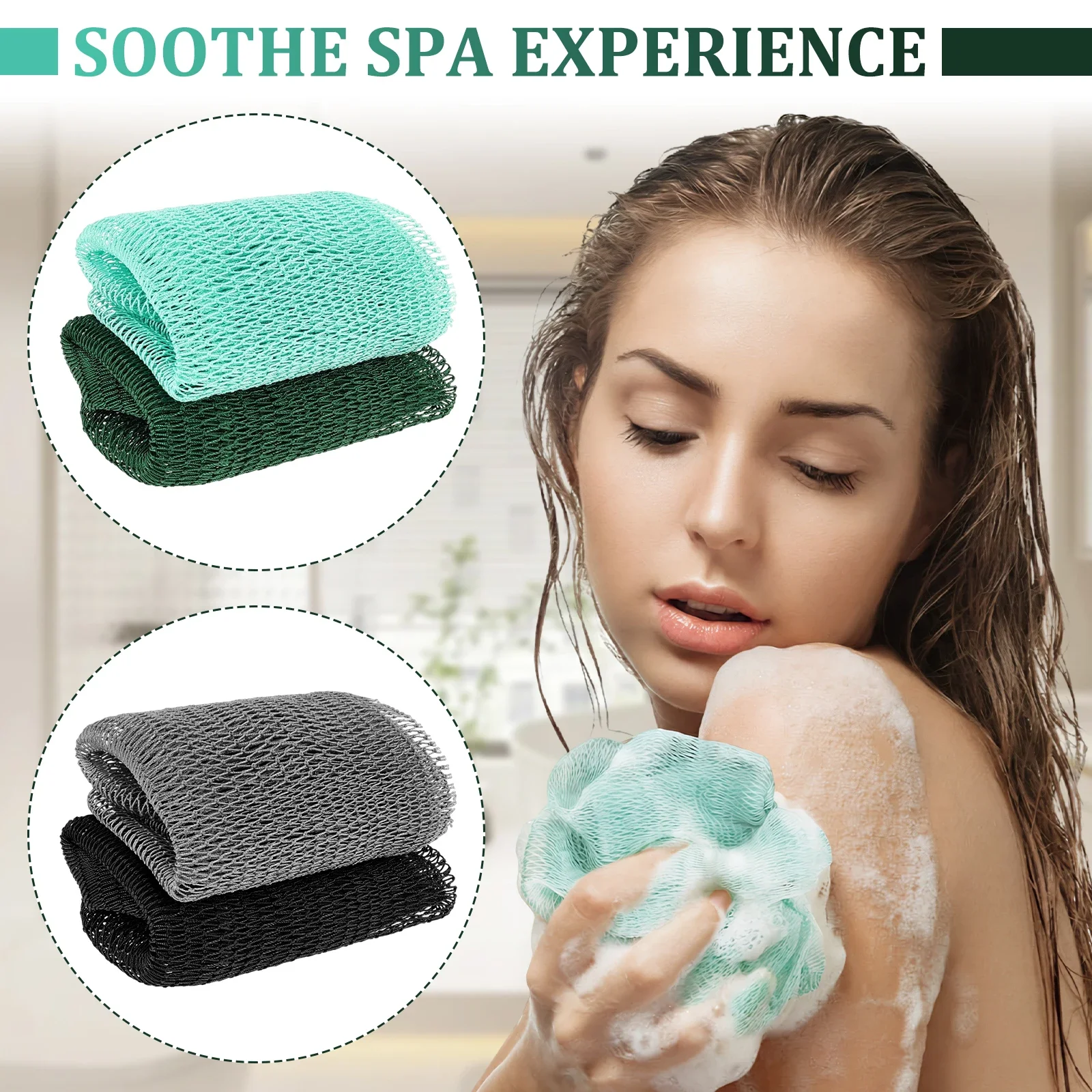 2Pcs African Net Bath Sponge Soft Skin Friendly Exfoliating Body Scrubber Fast Drying Bath Shower Sponge Bathroom Supplies