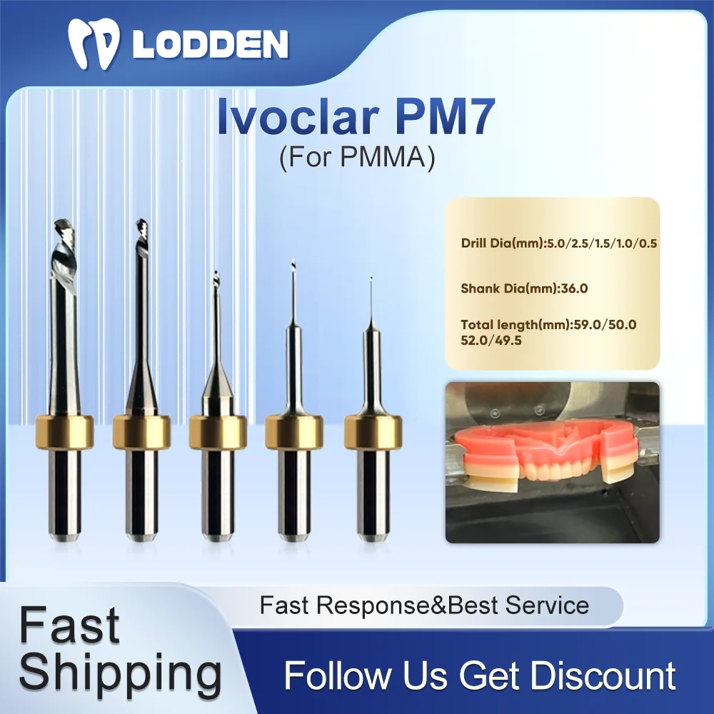 

Ivoclar PM7 Cutters Dental Milling Burs for D6 Shank Grinding& Polishing PMMA Denture Drills Dental Lab Materials Tools