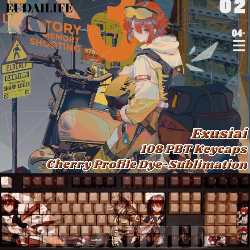 

Exusiai 108 Key Caps Arknights PBT DYE Sublimation Light Transmitting Cherry Switch Cross Key Cover Mechanical Keyboard Gift