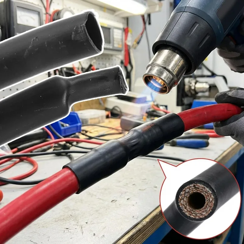 

Термоусадочная трубка 1 метр, коэффициент усадки 3:1, круглая, диаметр 4.8мм/6.4мм/7.9мм, черная, для обмотки проводов, простая в использовании