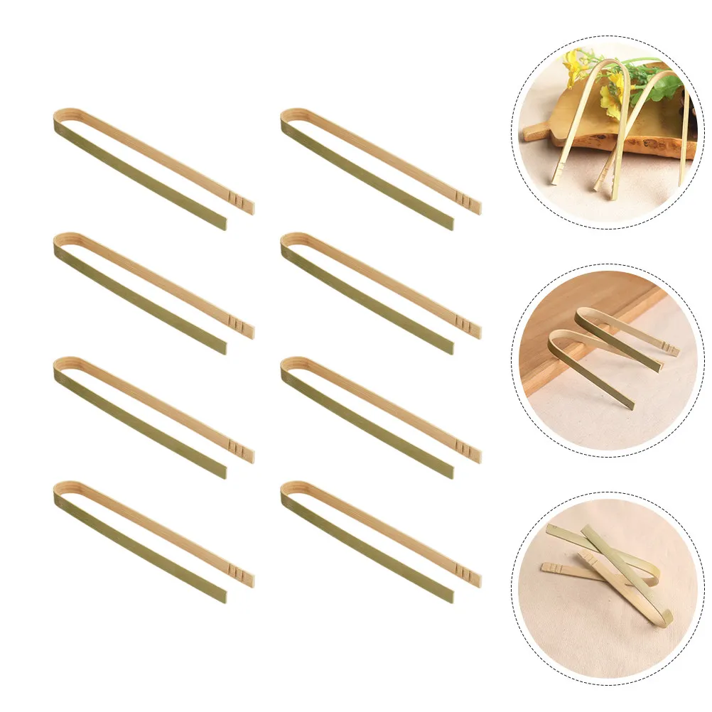 10Pcs Bamboo Food Tong Heat Insulating Anti-Scalding Kitchen Bbq Grill Toast Clip Multi-Function Convenient Outdoor Household