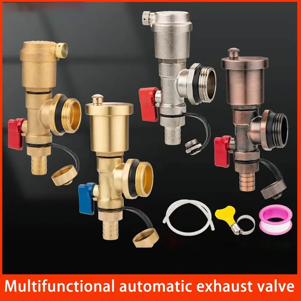 All-copper floor heating water distributor automatic deflation exhaust valve geothermal drain valve heating drain valve 1 inch t