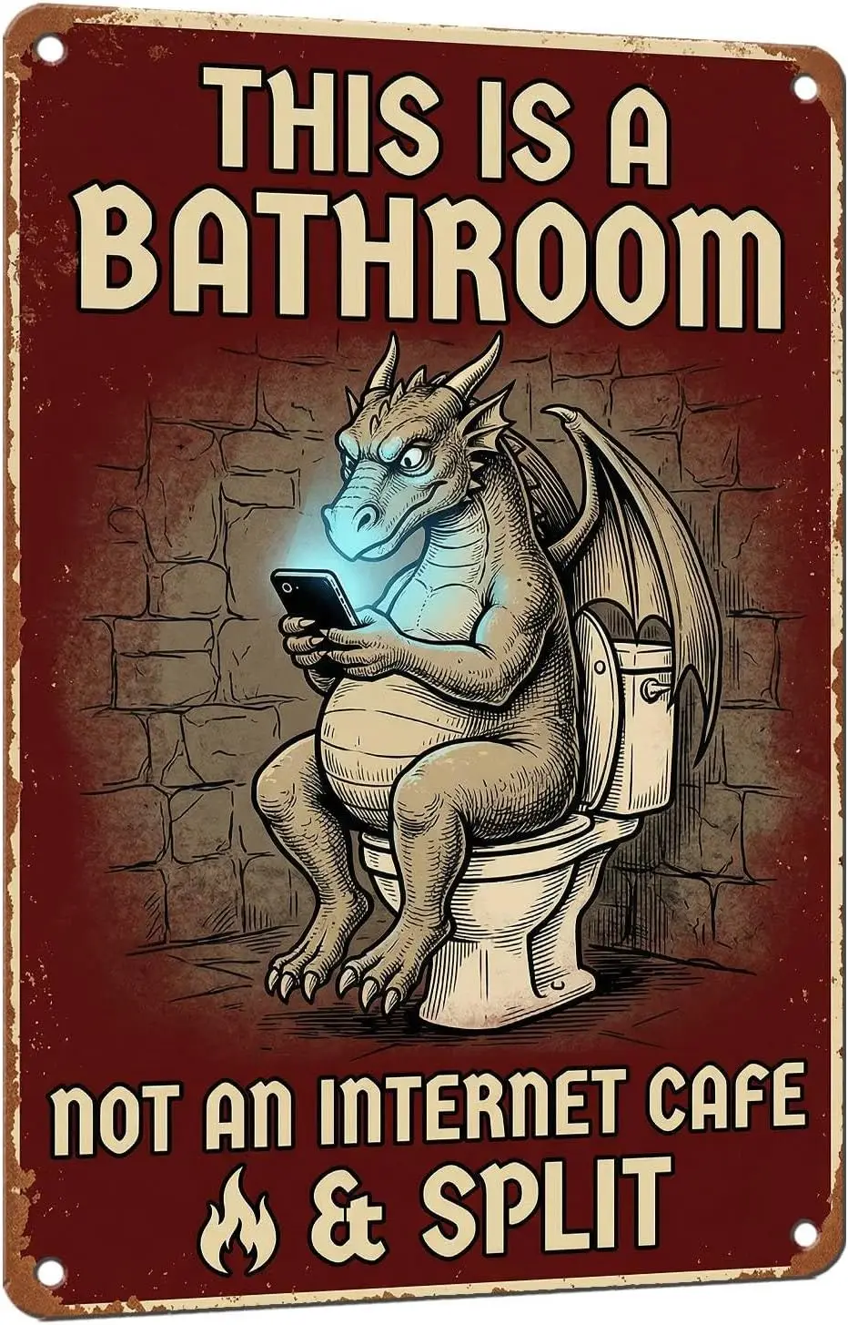 Funny Bathroom Dragon Signs This Is A Bathroom Not An Internet Cafe Aluminum Signs Funny Raven Toilet Wall Art Decor for Home Re