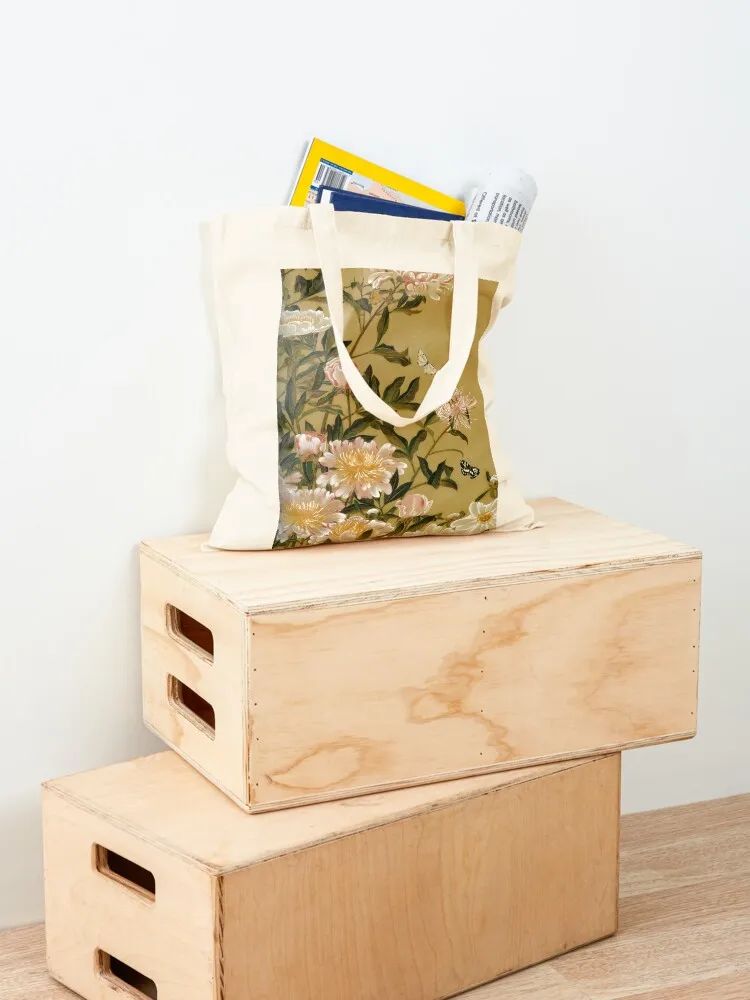 Herbaceous Peonies and Butterflies by Ito Jakuchu (Professionally Enhanced version) Tote Bag Fabric bag