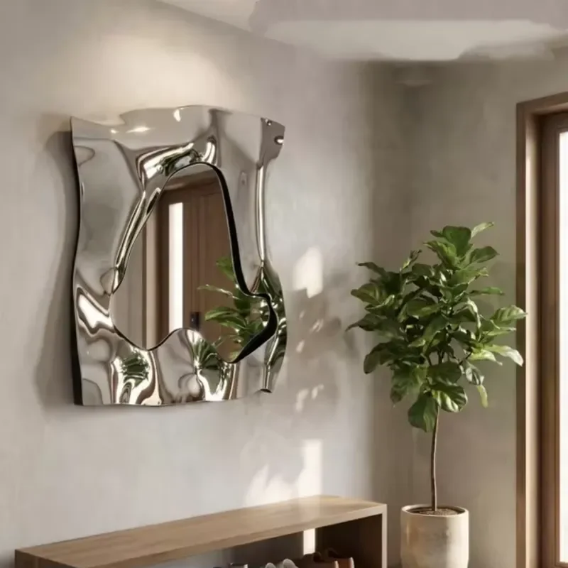 Living Room Corridor Bathroom Home Decor Stainless Steel Metal Decoration 3d Mirror Wall Art Sculpture Abstract