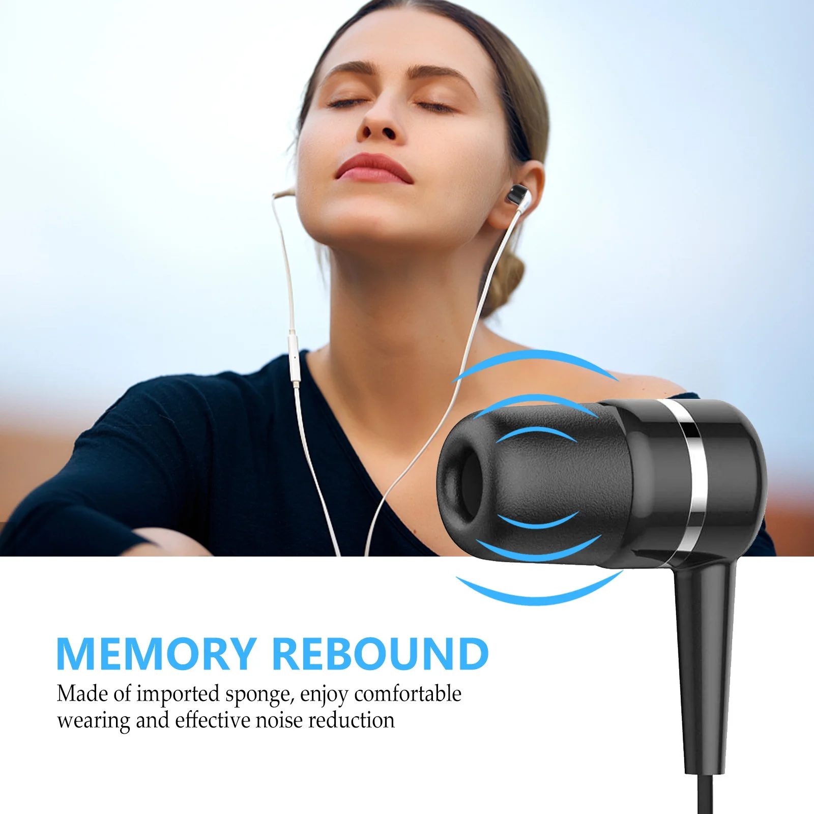 

10Pcs Replacement Earbud Tips Slow Medium Size Sponge Earphone Accessories Soft Noise Reduction Anti-Slip Earbuds Tips