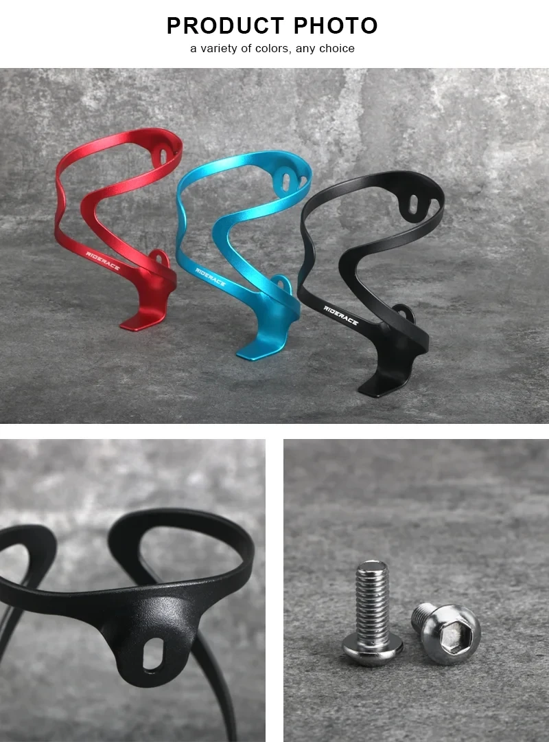 RIDERACE Fahrrad Flaschenhalter Ultraleicht Aluminiumlegierung MTB Mountain Road Bike Wasserkocher Käfig Halterung Fahrradzubehör – Detail 3