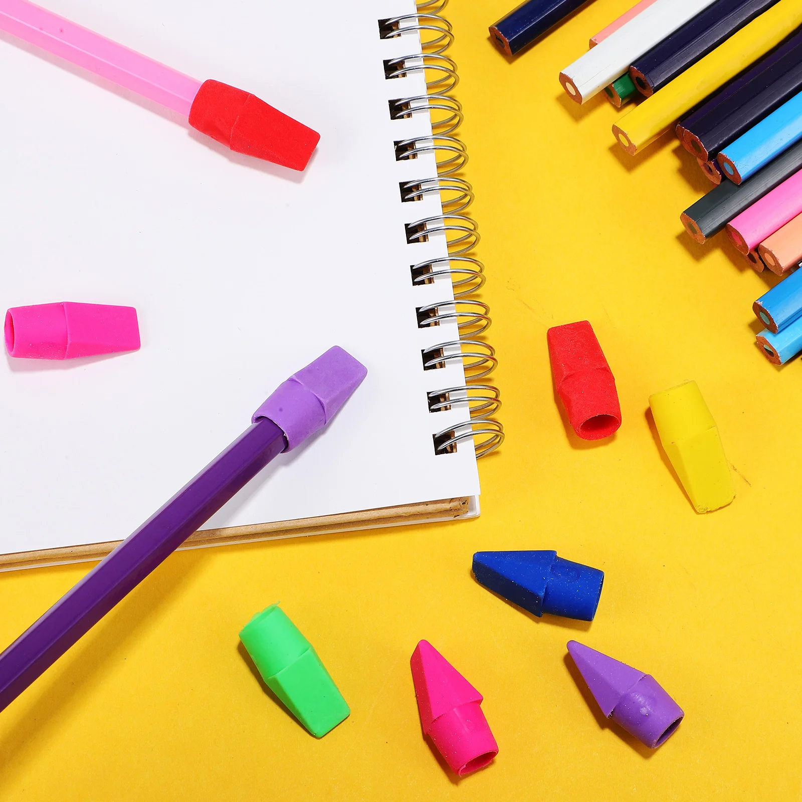 

120pcs Pencil Erasers Assorted Colors Top Cap Toppers For Home Office Classroom Teacher Stationery Replacement