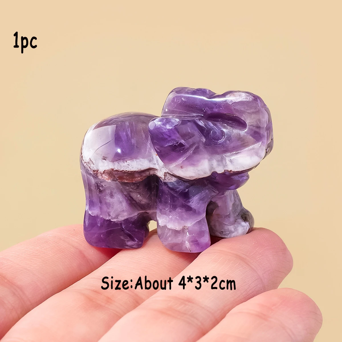 1PC Natural Crystal Elephant Carving Ornament, Crystal Raw Stone Mineral Specimen, Home Decor Craft, Holiday Gift