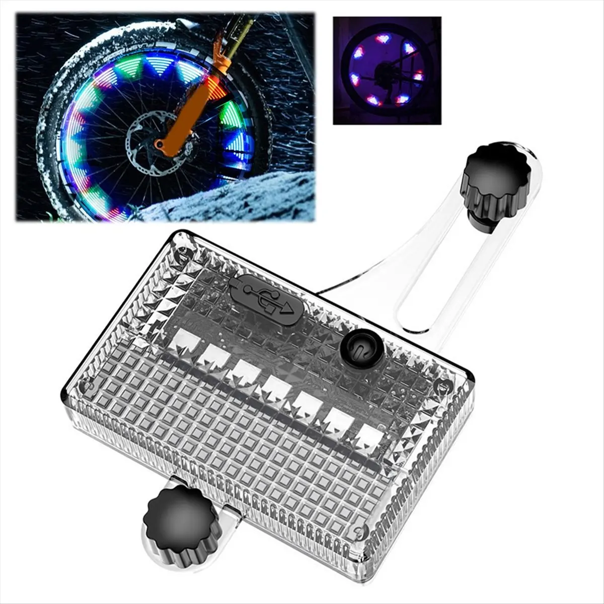 Fits for Solar LED Colorful Bike Wheel Light USB Waterproof Spoke Light Smart Sensing Bike Tire Safety Light for Night Riding
