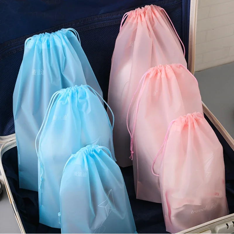 3pcs/set Waterproof Transparent Visible Drawstring Cosmetic Beach Bag Women Man Swimming Organizer Travel Camping Storage Cases