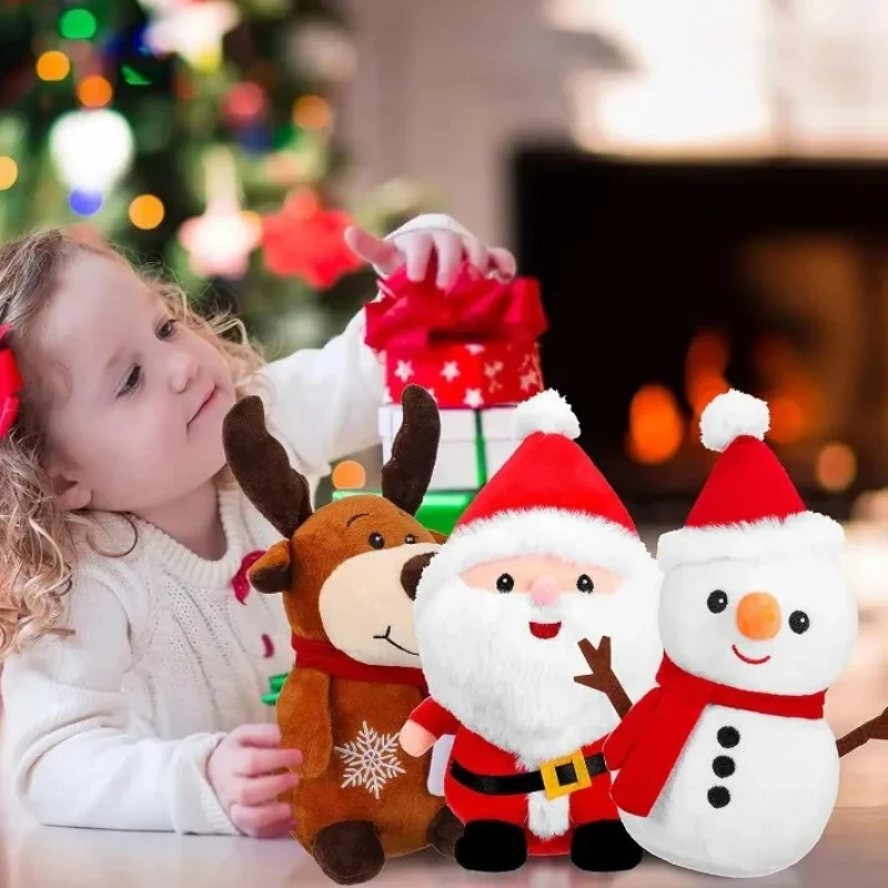 

23/40cm Christmas Plush Toy Santa Claus Snowman Reindeer Stuffed Doll Cute Soft Gift for Girls Holiday Festival Home Decoration