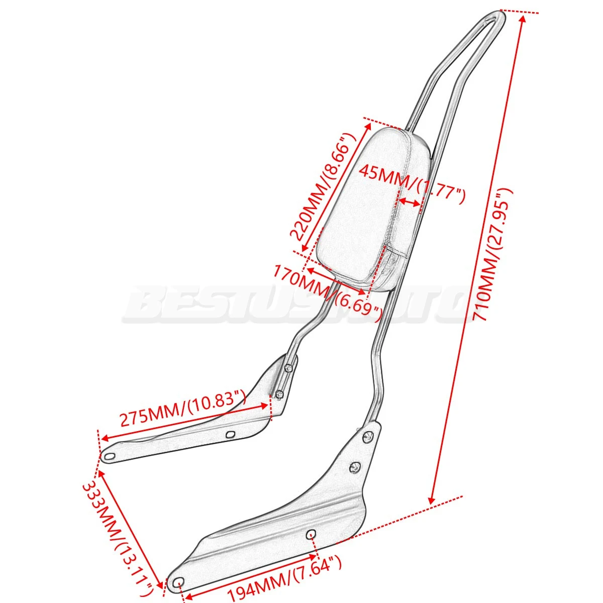 Motorcycle Passenger Backrest Sissy Bar For Honda Shadow VLX600 VT600 VLX VT 600 1999 2000 2001 2002 2003 2004 2005 2006 2007