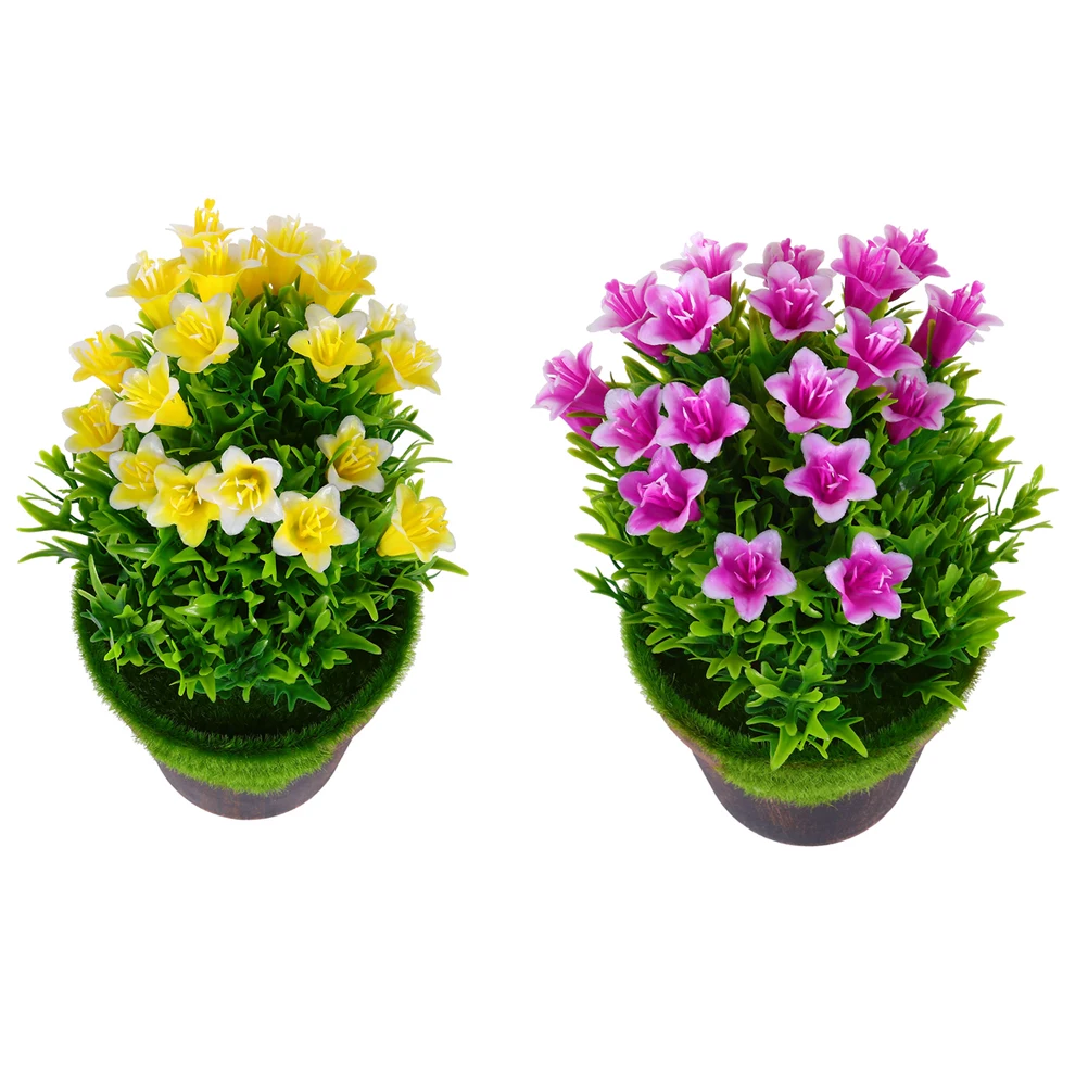 

2Pcs Artificial Plants Plastic Pots Realistic Leaves Home Office Decor Froth Material Simulated Bonsai Fake Plant