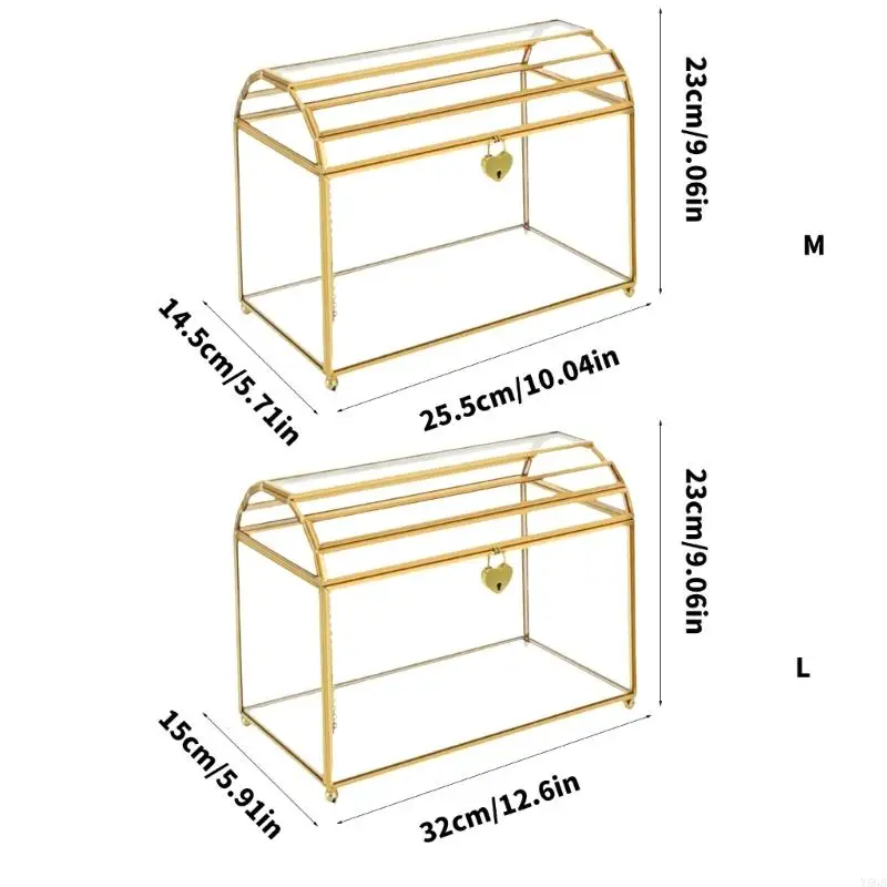 Clear Paper Display Box Glass Card Storage Case With Front Clasp, for Desktop Greeting Cards, Message Cards, and Display Y5GB