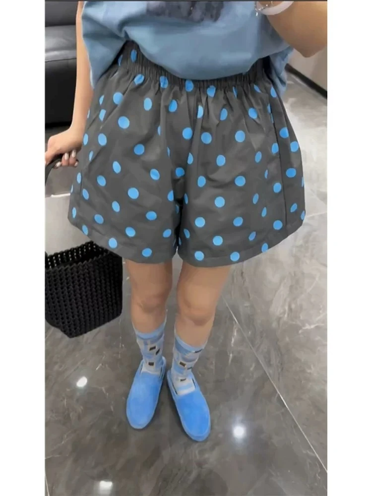 

Shorts Retro Polka Dot Summer Thin Wide Flare Hot Pants Women Loose Hiding Slimming Chic Elegant Nice Straight Fit Trousers