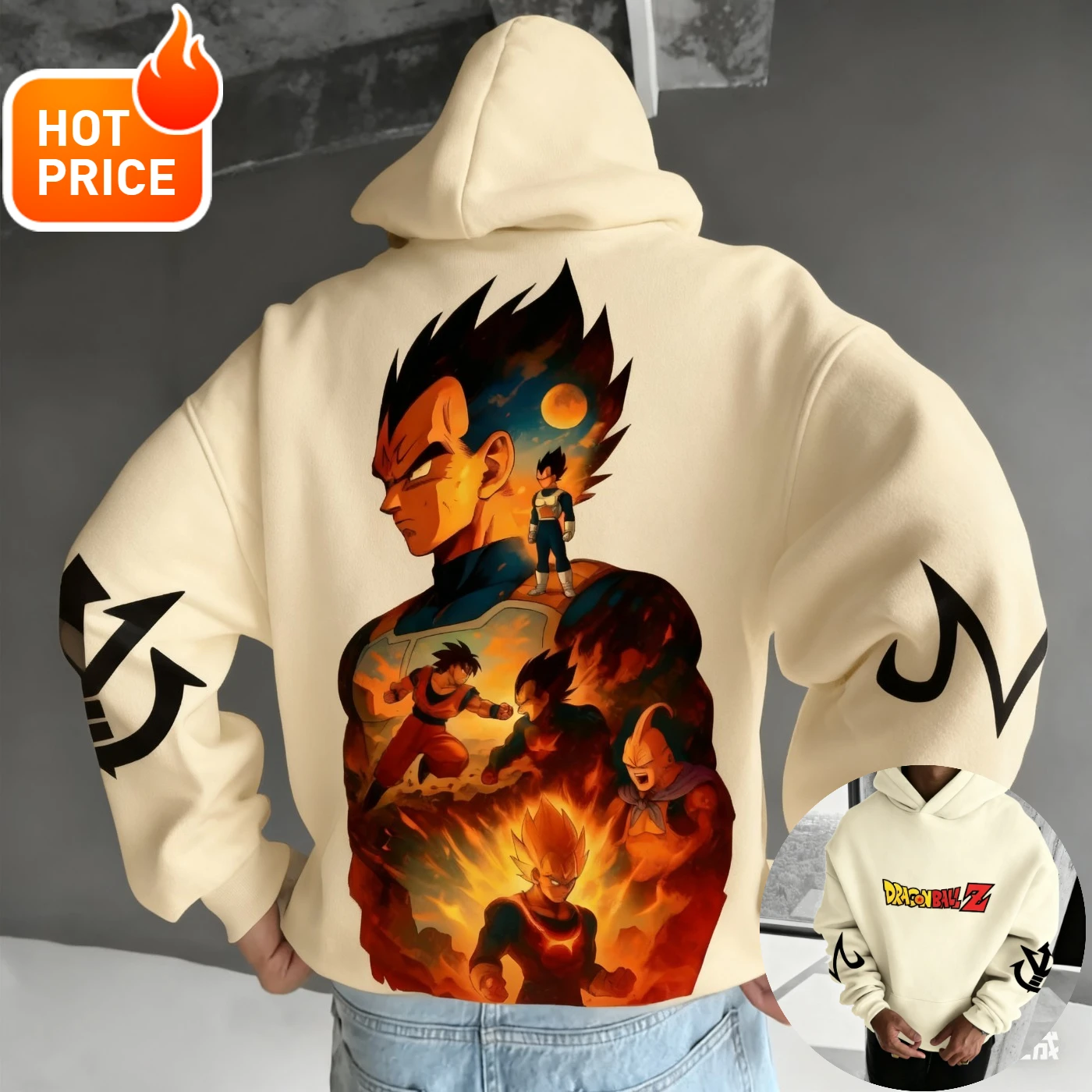

Vegeta Super Saiyan Dragon Ball Harajuku 2021, осенне-зимняя уличная одежда, мужская и женская супер большая толстовка из чистого хлопка в стиле ретро