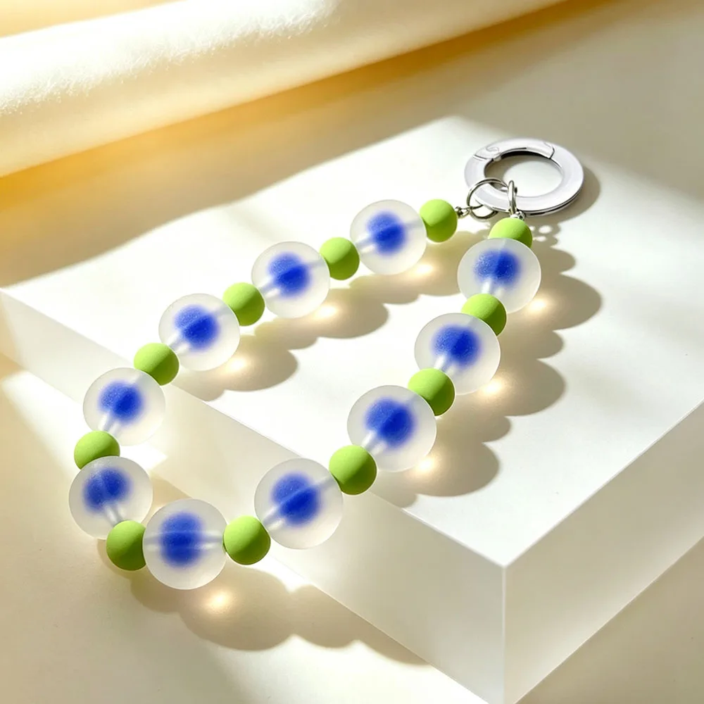 Jelly Colorful Acrylic Beaded Phone Charm Strap Frosted Style Wristlet Lanyard Keychain Pendant for Phone Case Bag Accessories view 3