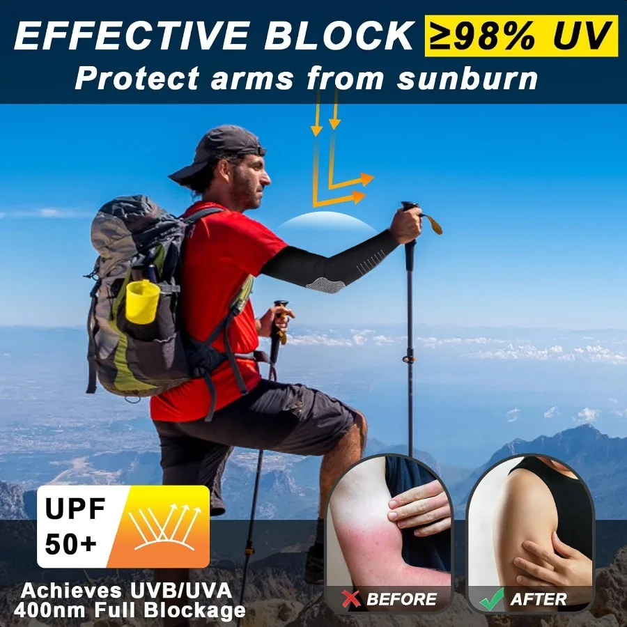 Mangas de brazo con protección solar UV para hombres y mujeres, mangas refrescantes para cubrir los brazos, fundas de compresión deportivas para golf