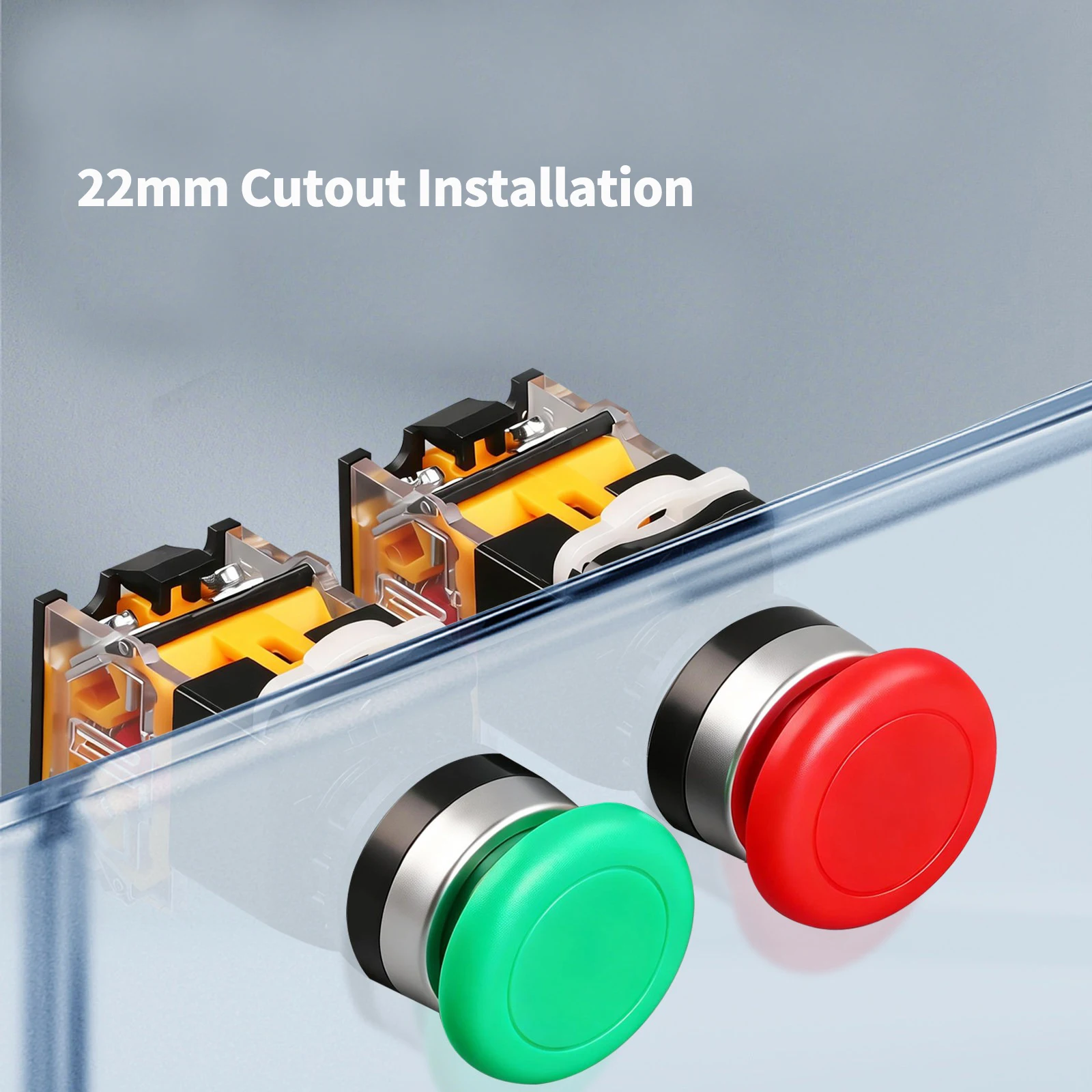 

Momentary Mushroom Cap Push Button Switch Self Reset No Lock Round 1NO1NCbutton Silver contact 22mm LA38-11M 1PCS