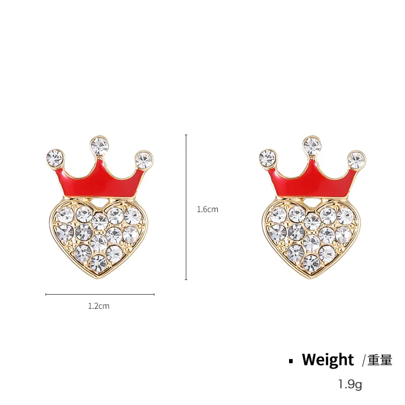 Kenge S925 silver needle crown point diamond simple stud earrings women's cross-border round point pearl earrings treatment