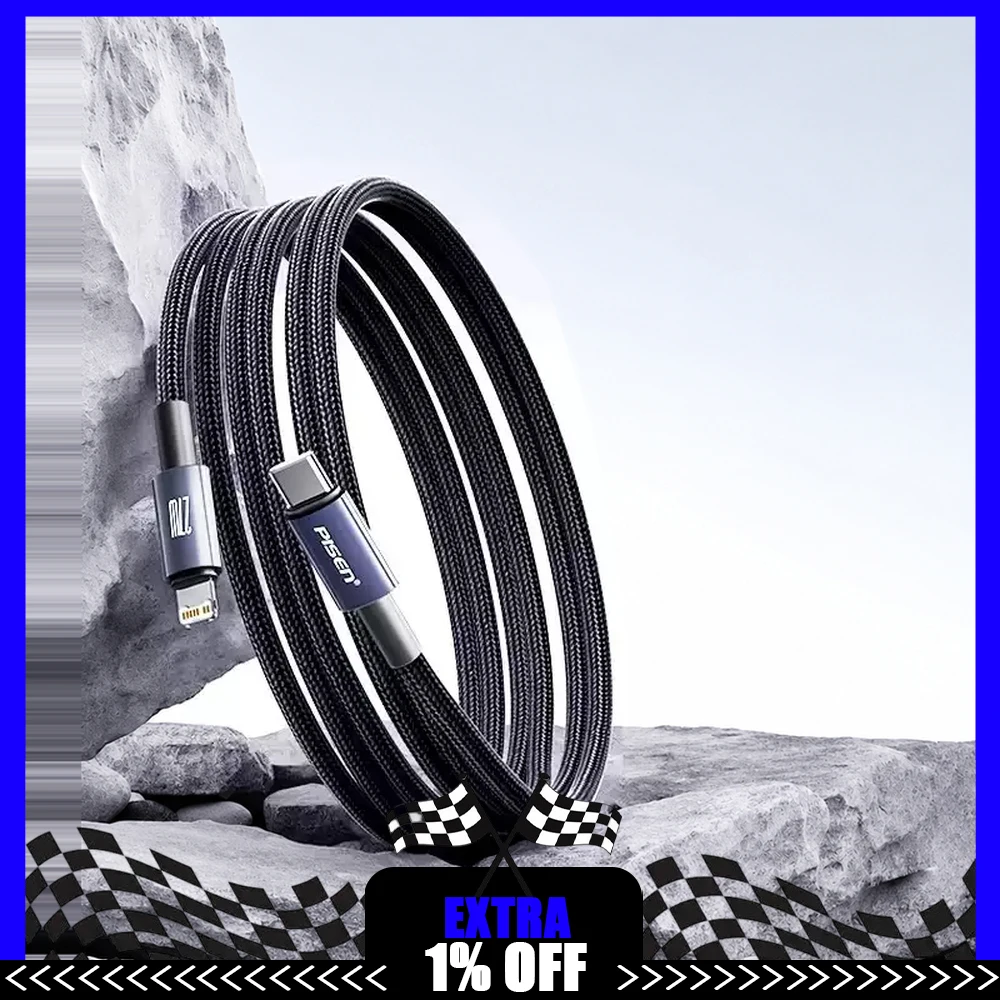 Pisen Aluminum Alloy PD Braided Charging Cable Fast Charging and 480Mbps Data Transfer Flexible Nylon Woven Cord