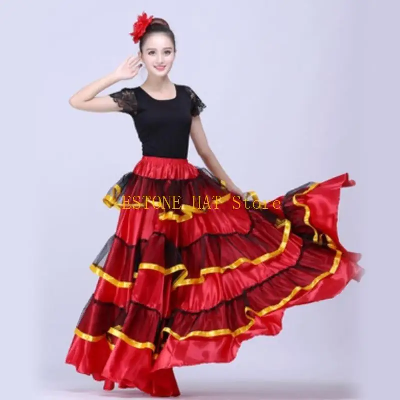 Salia Tutu Long Tutu, 49mf, para performances dança da barriga flamenco, fantasia Halloween