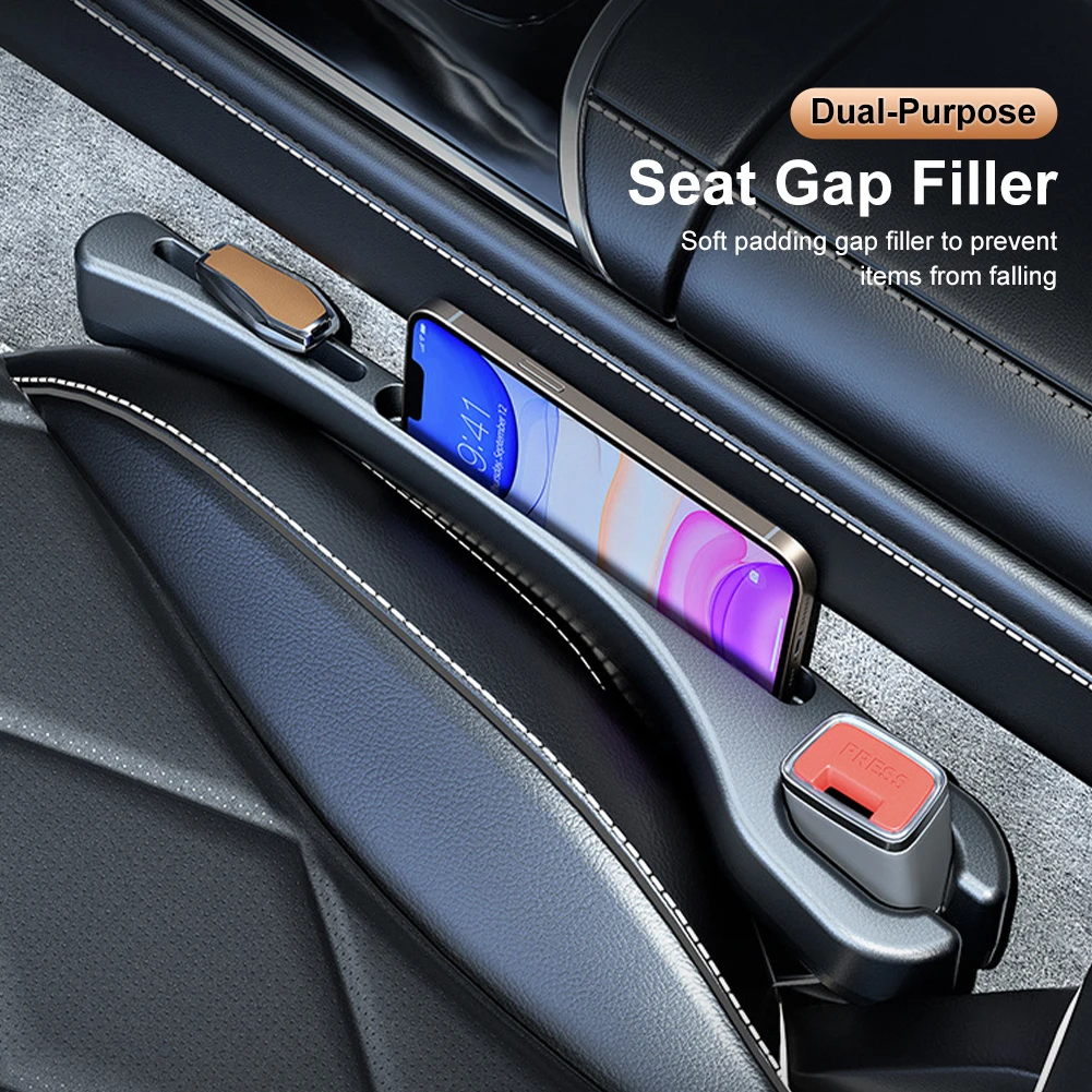 

1 Pair Car Seat Gap Filler Universal PU Leak-proof Filling Strip Anti-Drop Seat Gap Strip with Storage Auto Interior Accessories